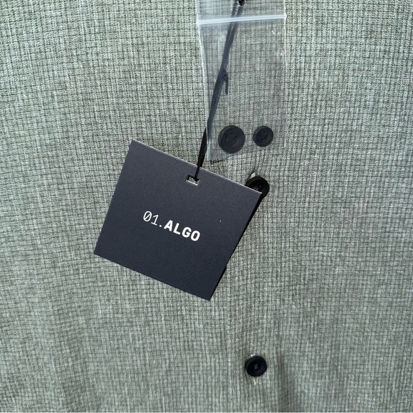 01.ALGO Sage Green PERFORMANCE quick dry stretch UPF 40+ Button Down Shirt XL - Picture 2 of 13